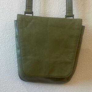 Vintage Hobo Brand Olive Green Leather Shoulder Bag